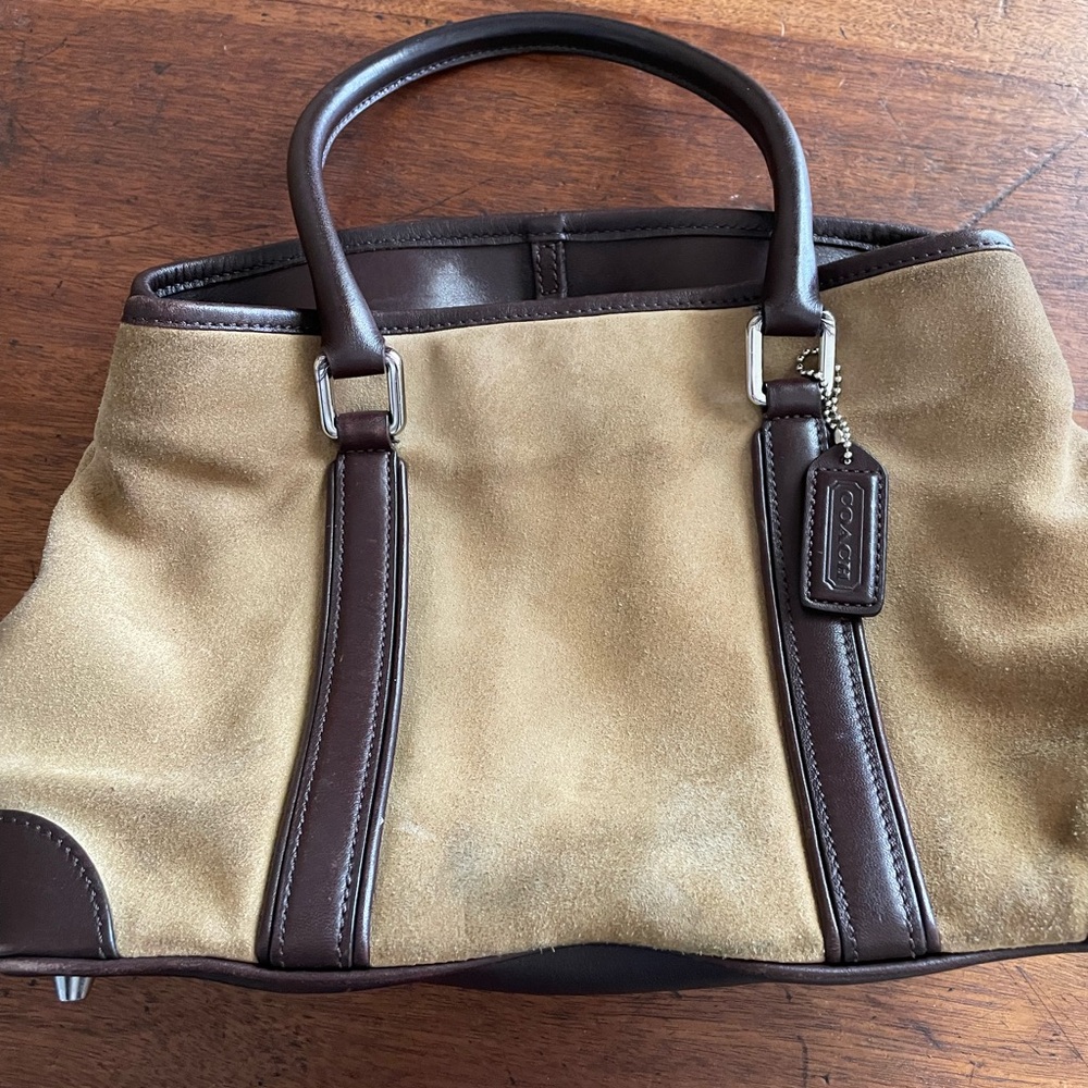 Coach Hampton Suede and Leather Satchel